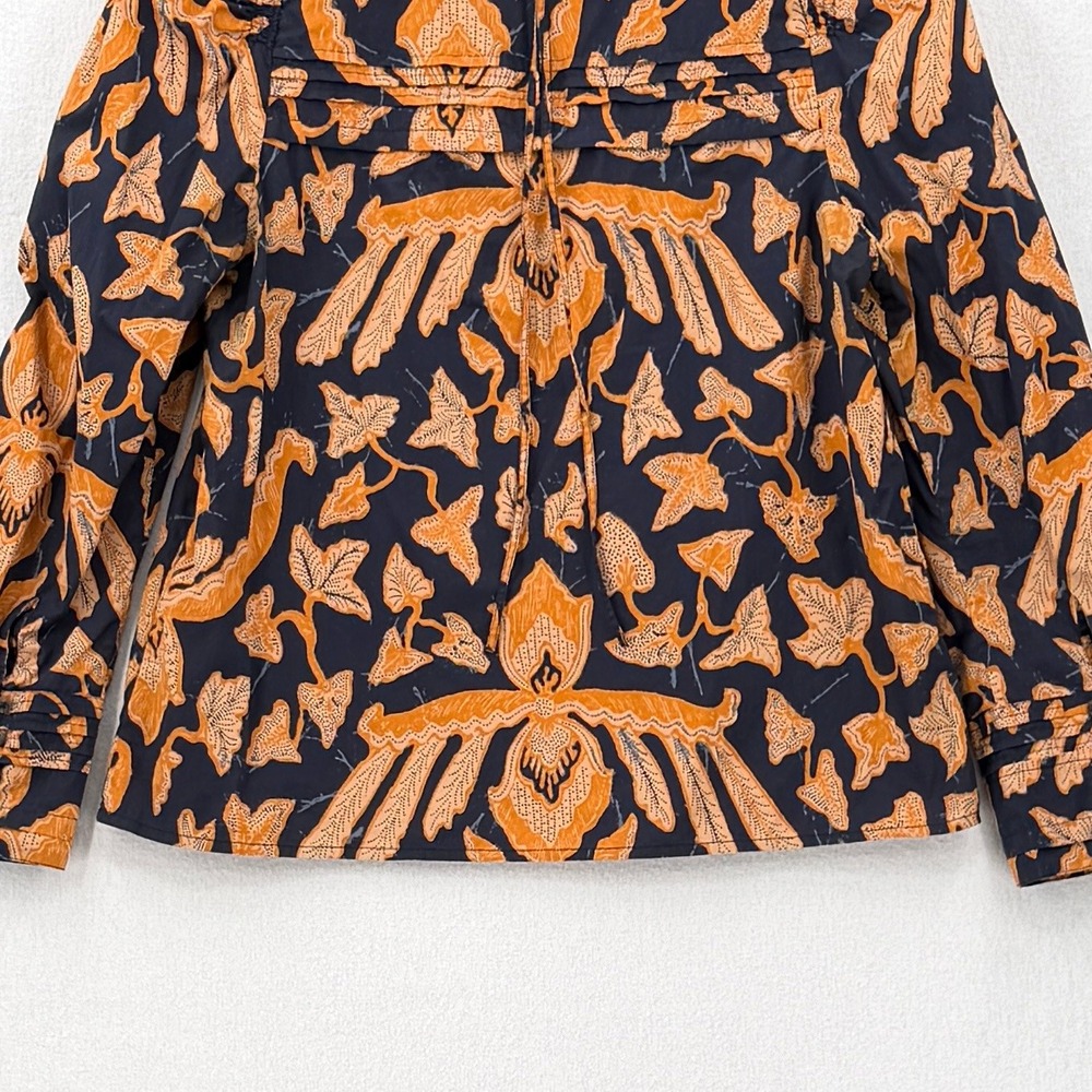 ULLA JOHNSON Gemi Blouse Women 6 Navy Orange Floral Long Sleeve Pleated Cotton - Picture 8 of 13